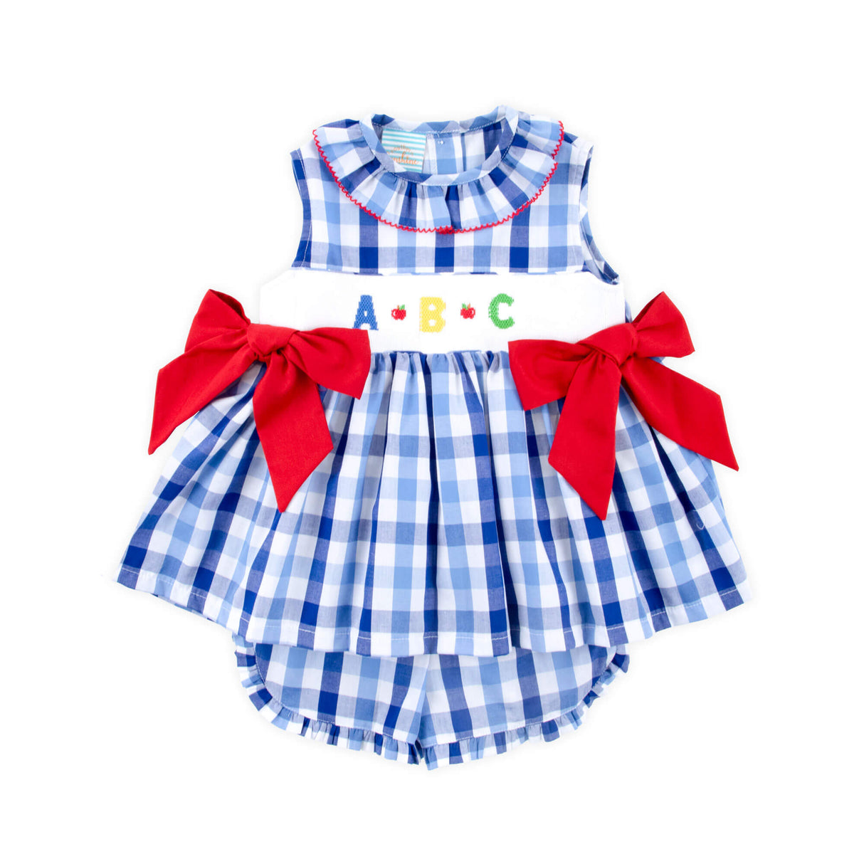 School Ready Smocked Blue Plaid Beverly Short Set