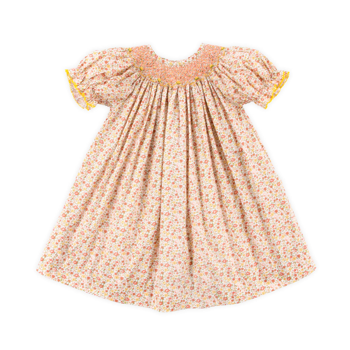 Pink Floral Smocked Bishop Dress