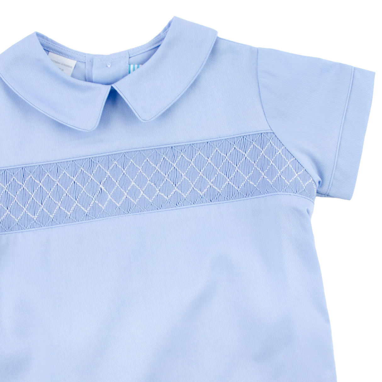 Easter Celebration Blue Pique Smocked Collared Short Set