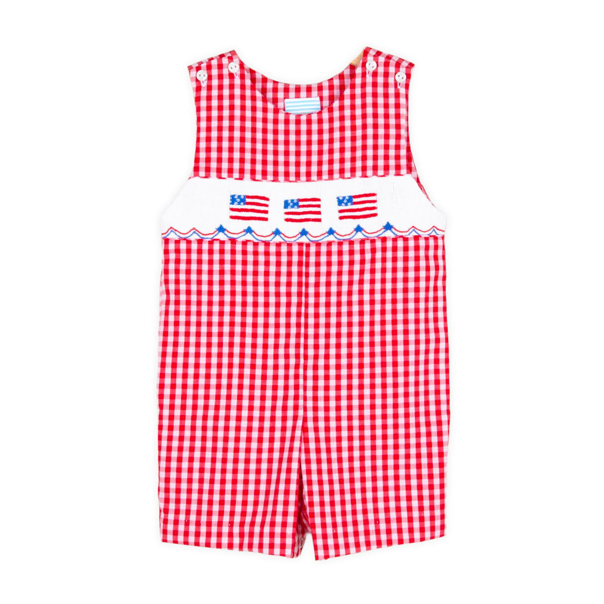 Red Check American Flag Smocked Jon Jon