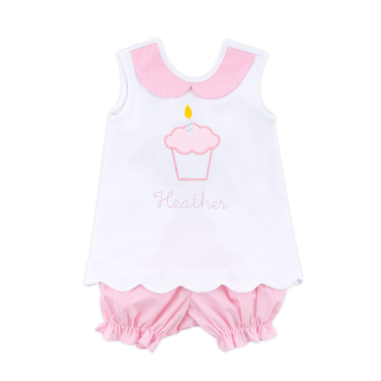 Cupcake Applique Back Bow Bloomer Set