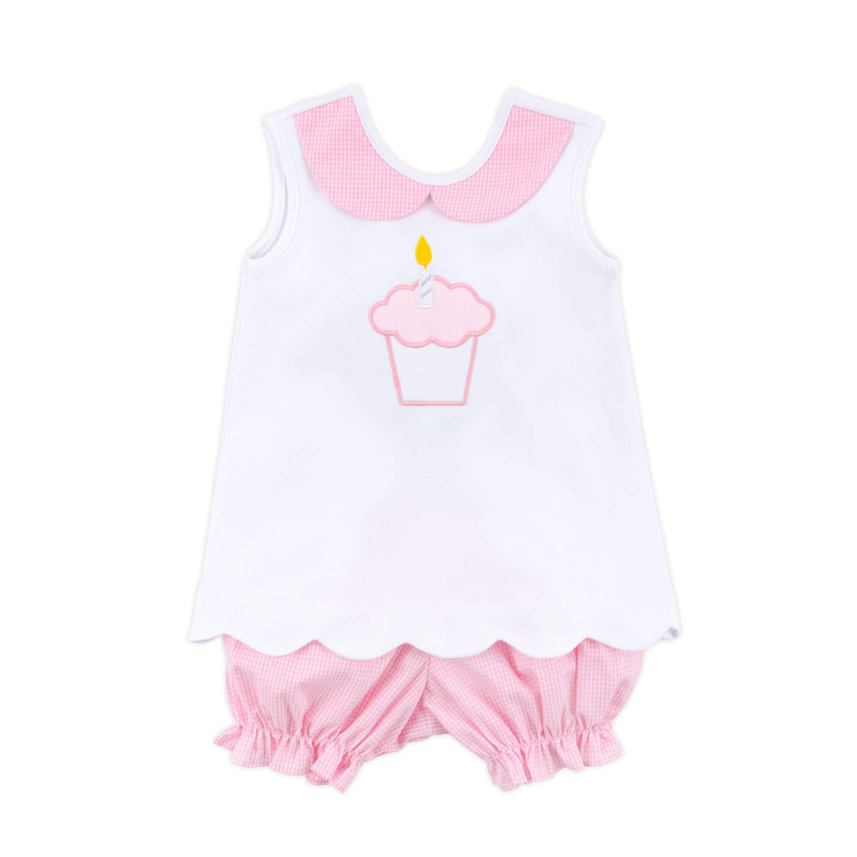 Cupcake Applique Back Bow Bloomer Set