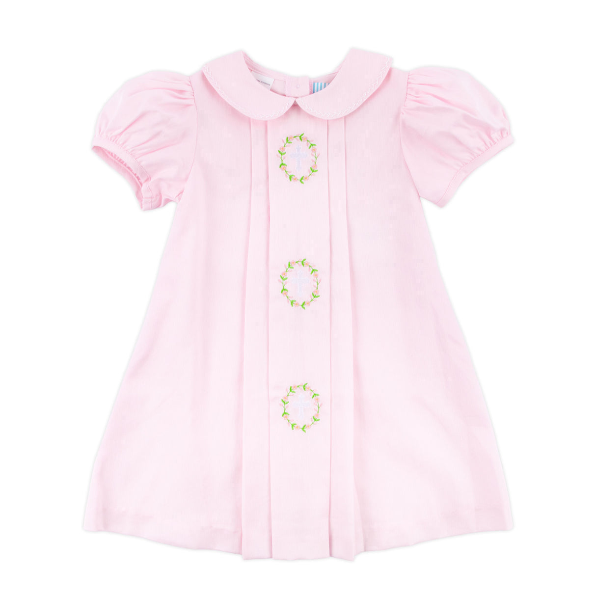 Cross and Wreath Embroidered Pink Sally Dress
