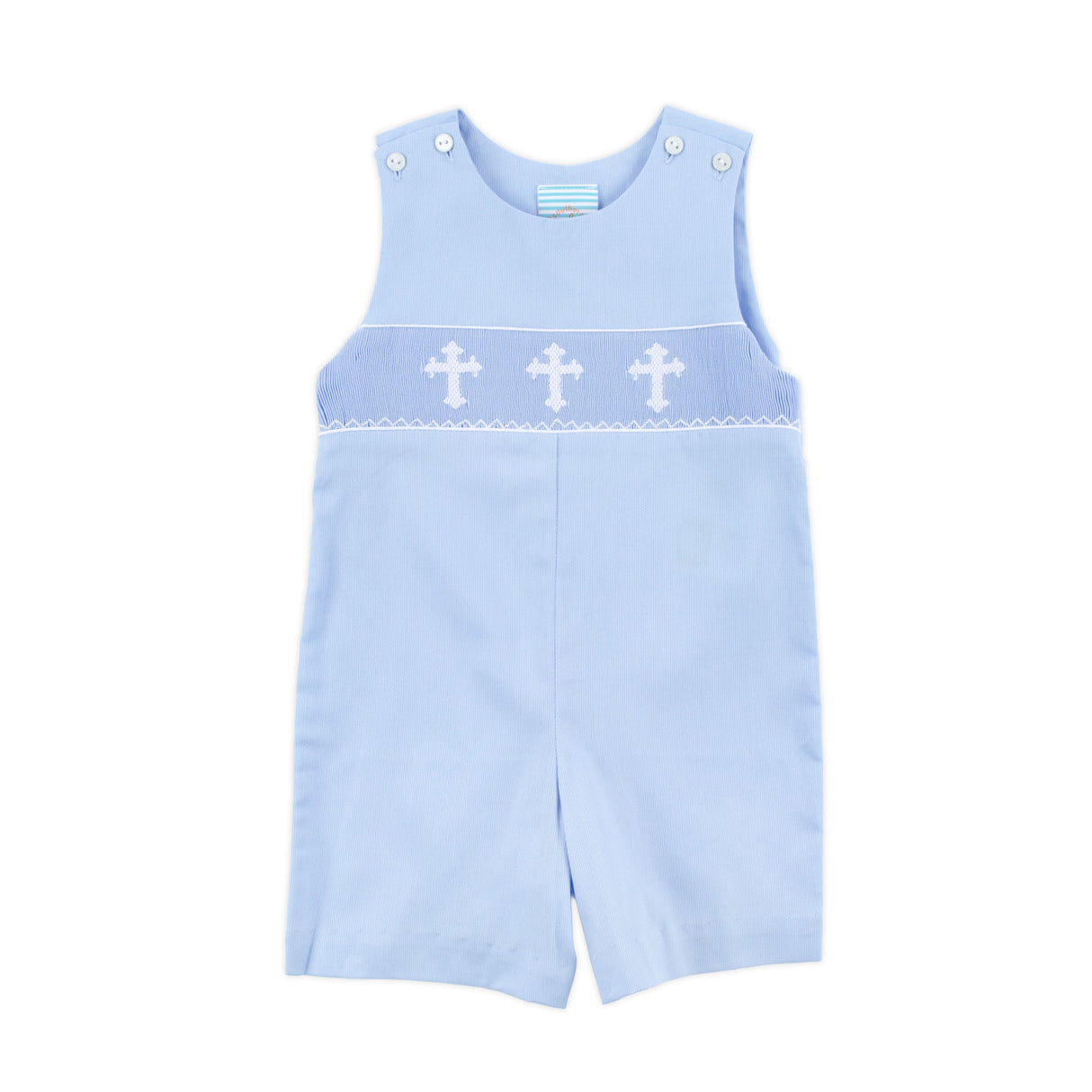 Cross Smocked Light Blue Pique Jon Jon
