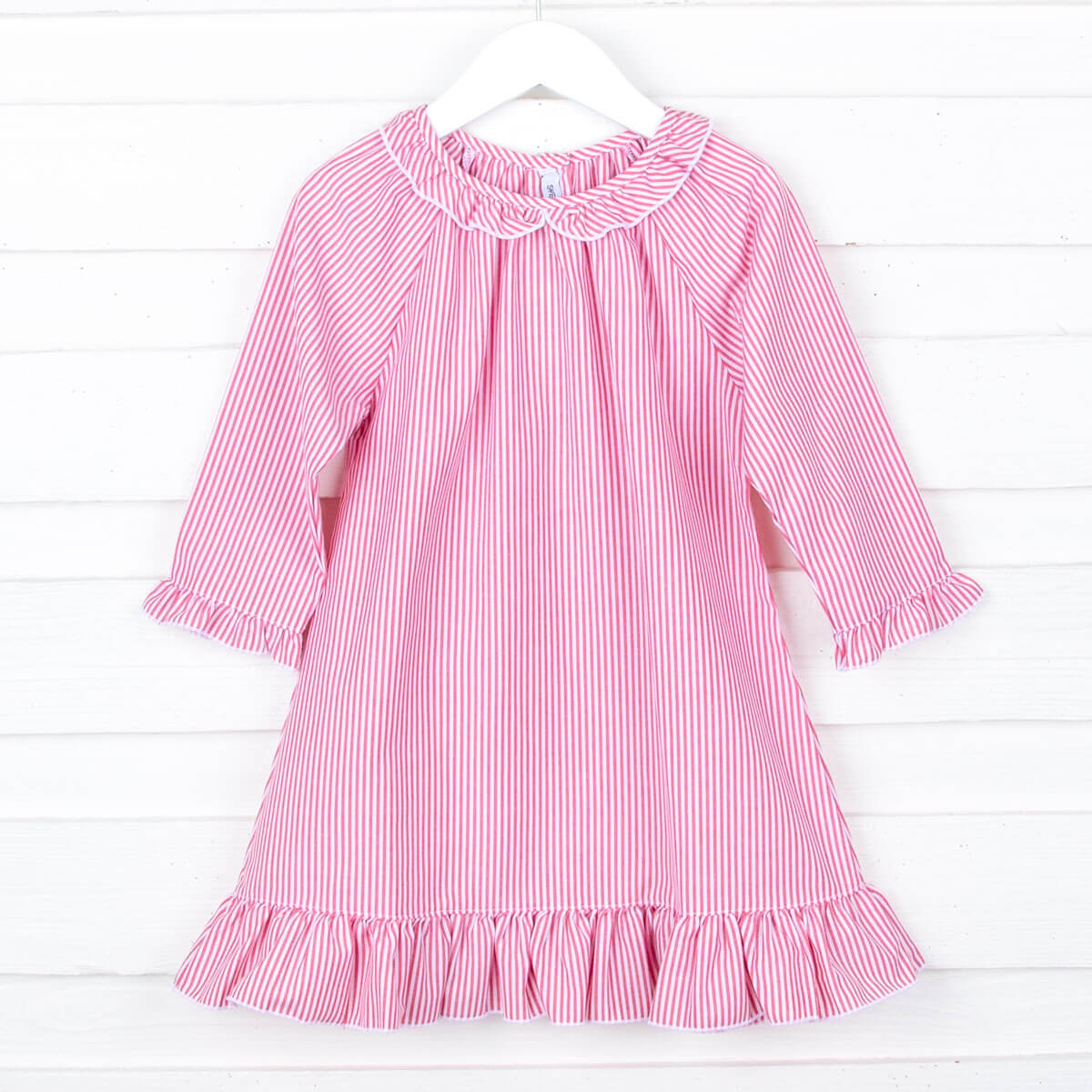 Red Stripe Long Sleeve Nightgown