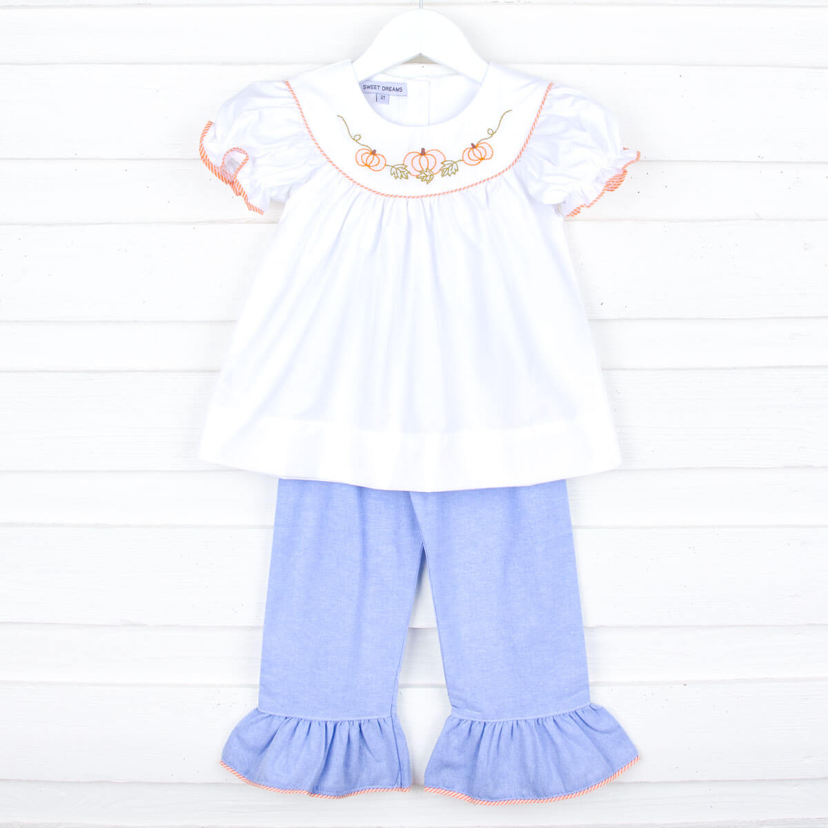 Polka Dot Halter Deep V Cami Pumpkin Pants Two Piece Set