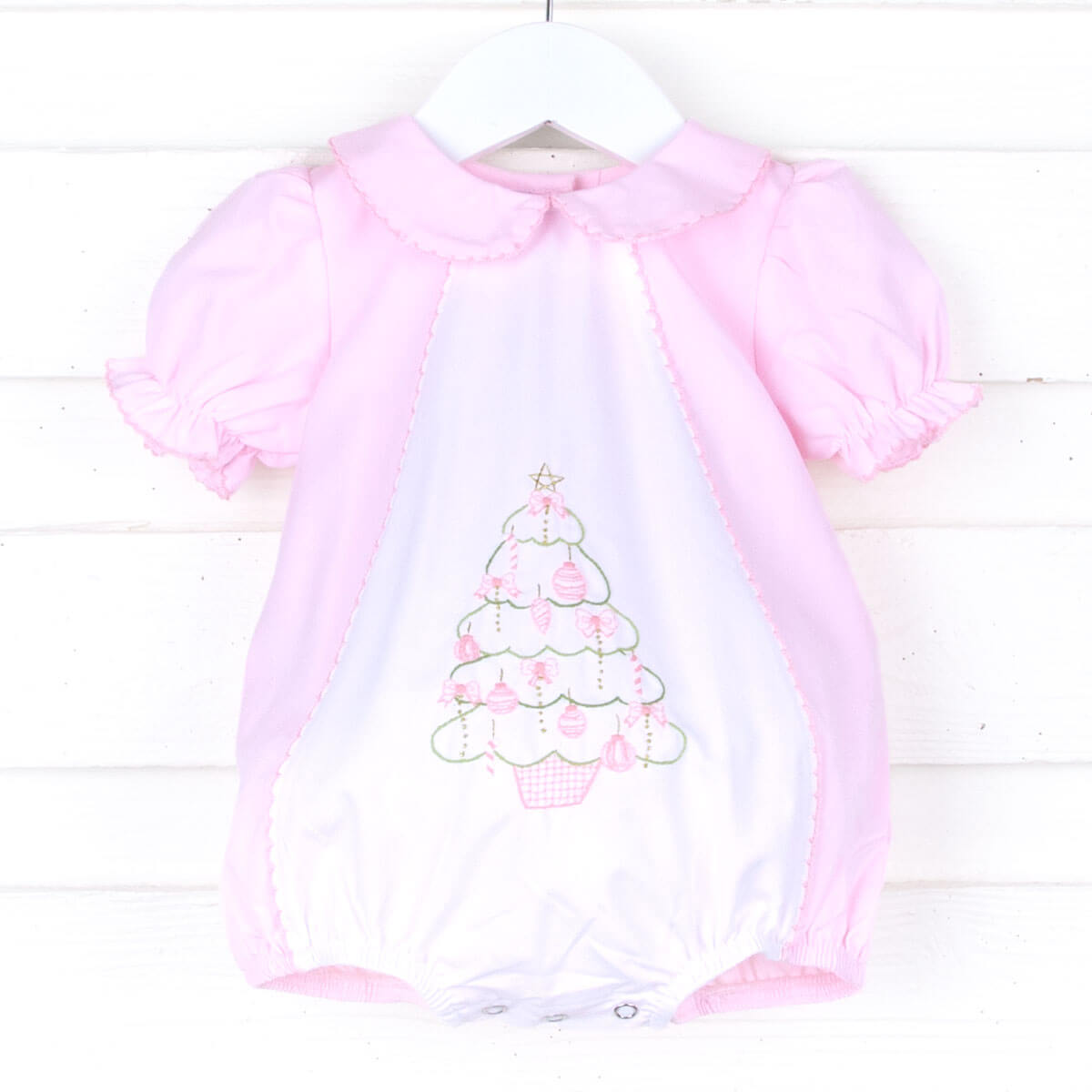 Embroidered Pink Christmas Tree Bubble