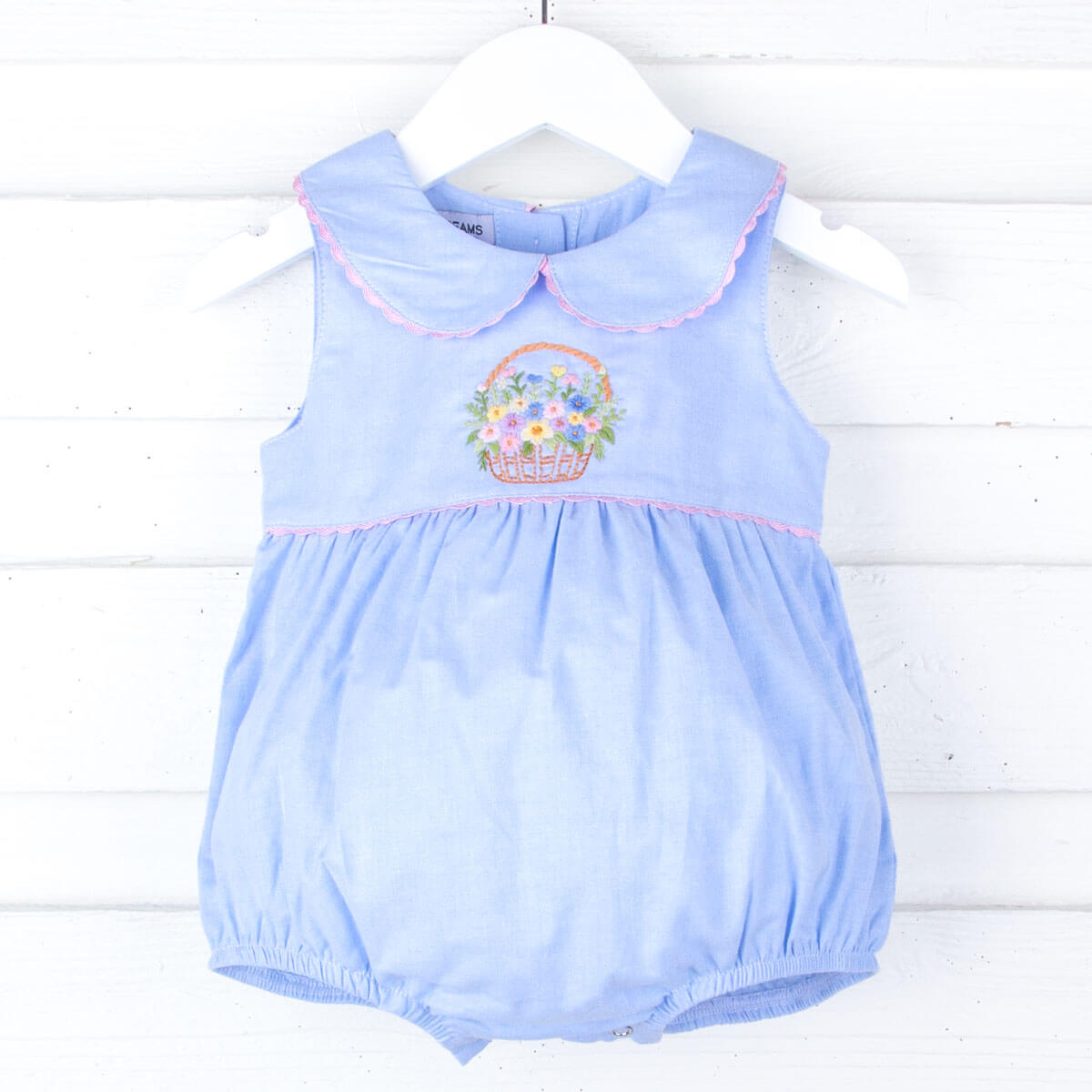 Chambray Embroidered Flower Basket Bubble