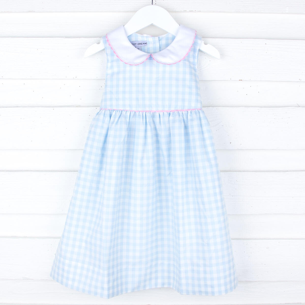 Light Blue Gingham Sleeveless Dress