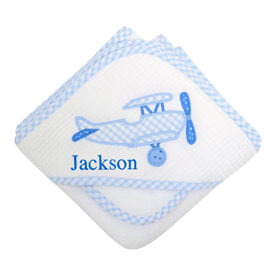 Blue Airplane Hooded Towel Set