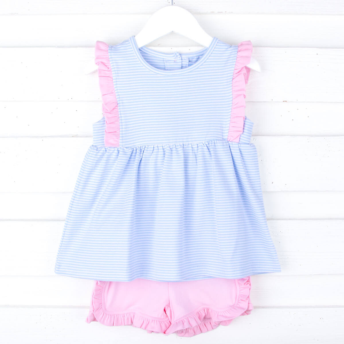 Josie Stripe Light Blue Knit Stripe Short Set