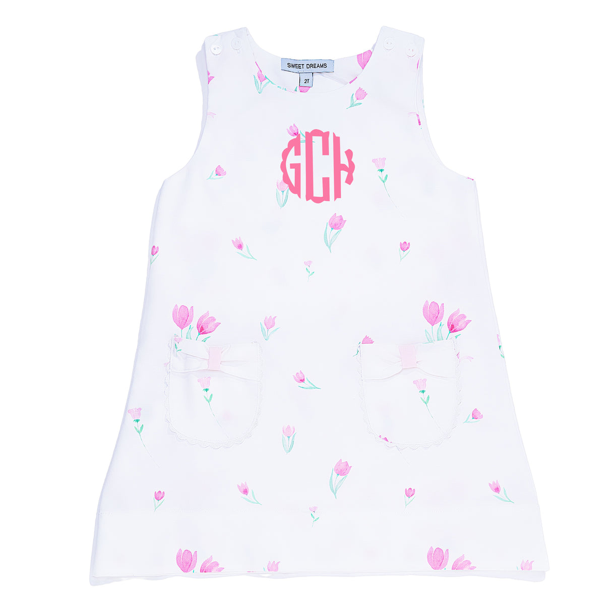 Bow Pocket Tulip Print Dress