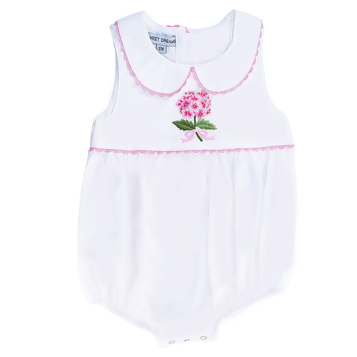 Embroidered Pink Hydrangea Bubble