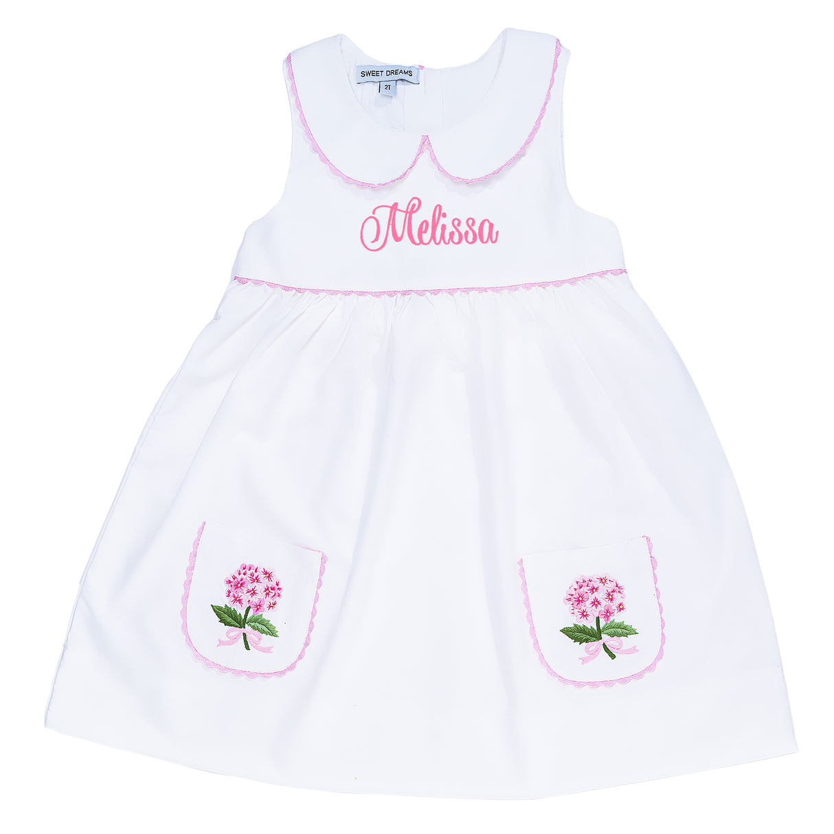 Embroidered Pink Hydrangea Dress