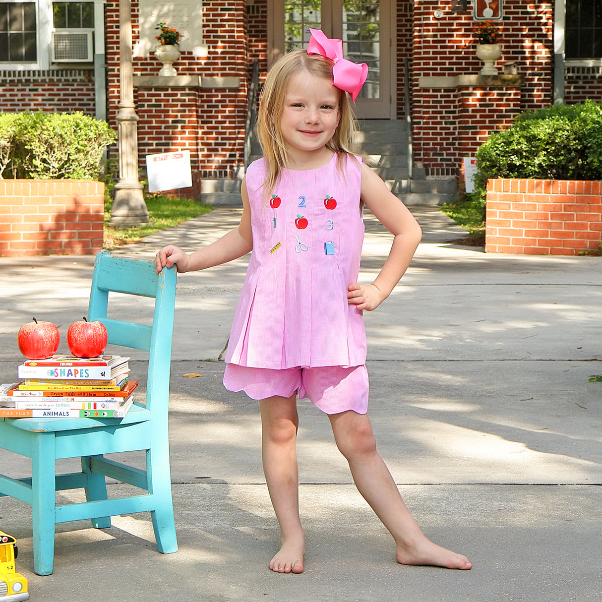 Ready To Learn Pink Mini Gingham Chloe Short Set