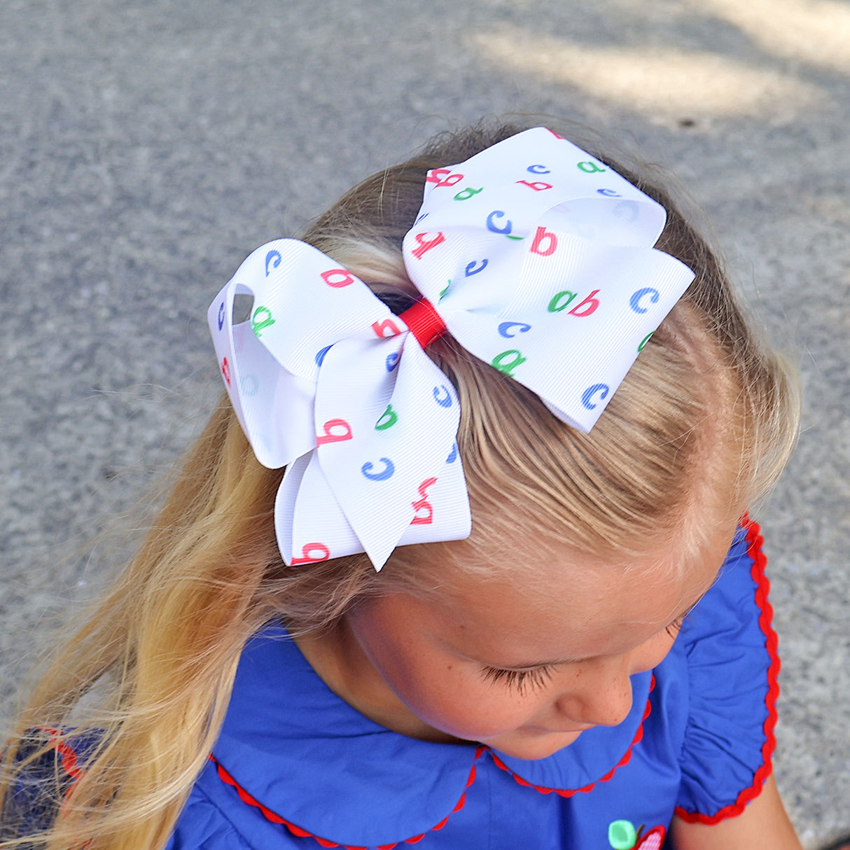 Easy as ABC Print Grosgrain Hair Bow