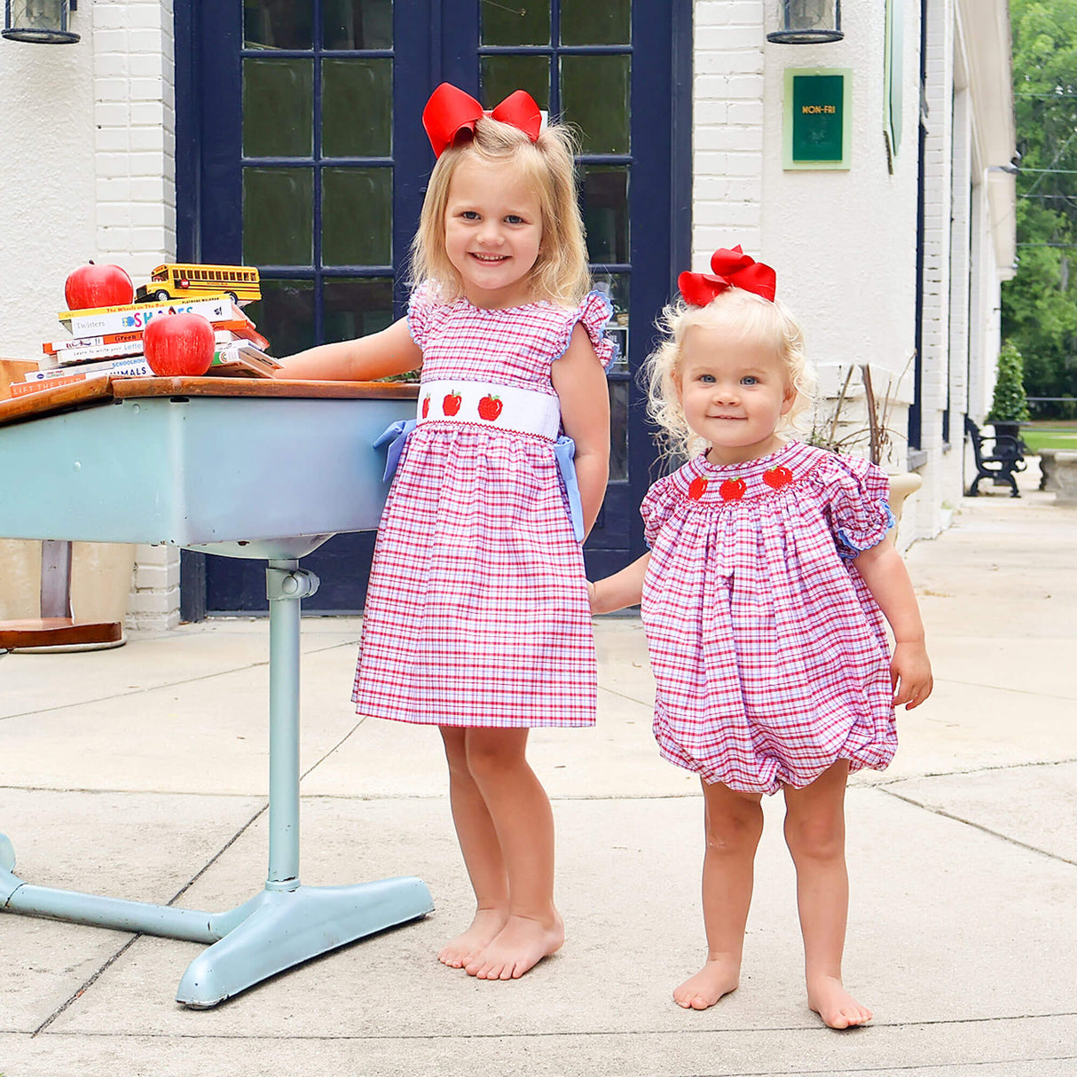 Apple Smocked Red Plaid Beverly Dress