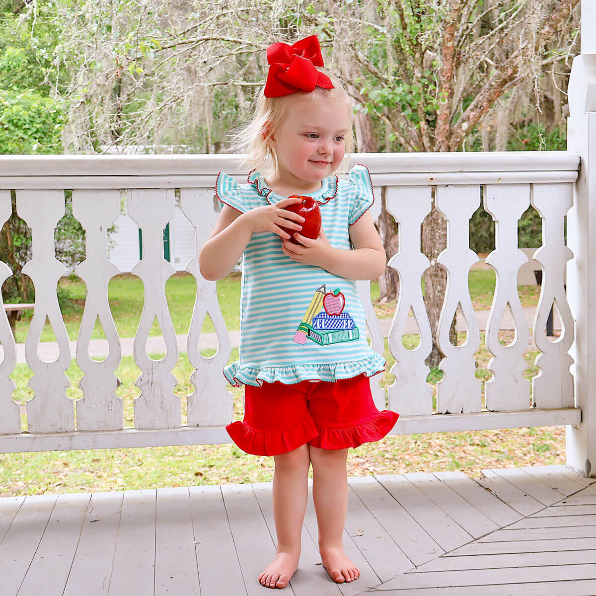 School Book Turquoise & Red Adalyn Short Set