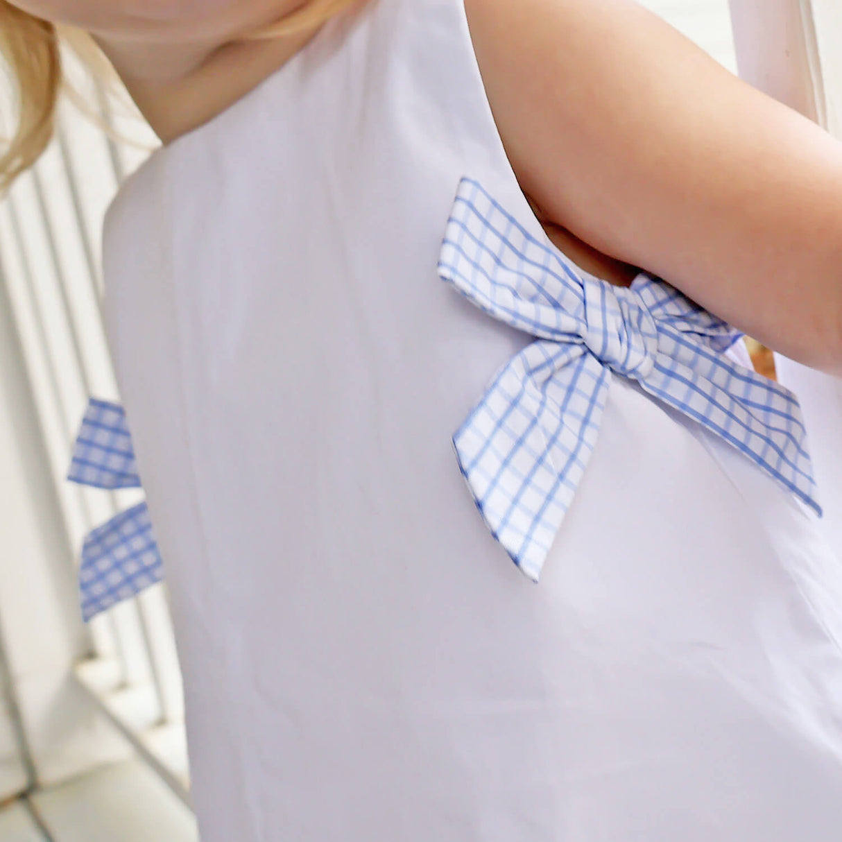 Apple Scalloped Light Blue Windowpane Mila Bloomer Set