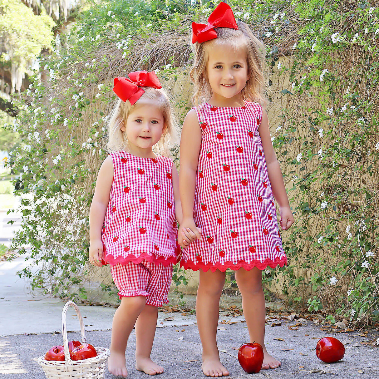Tiny Apples Red Gingham Sadie Bloomer Set