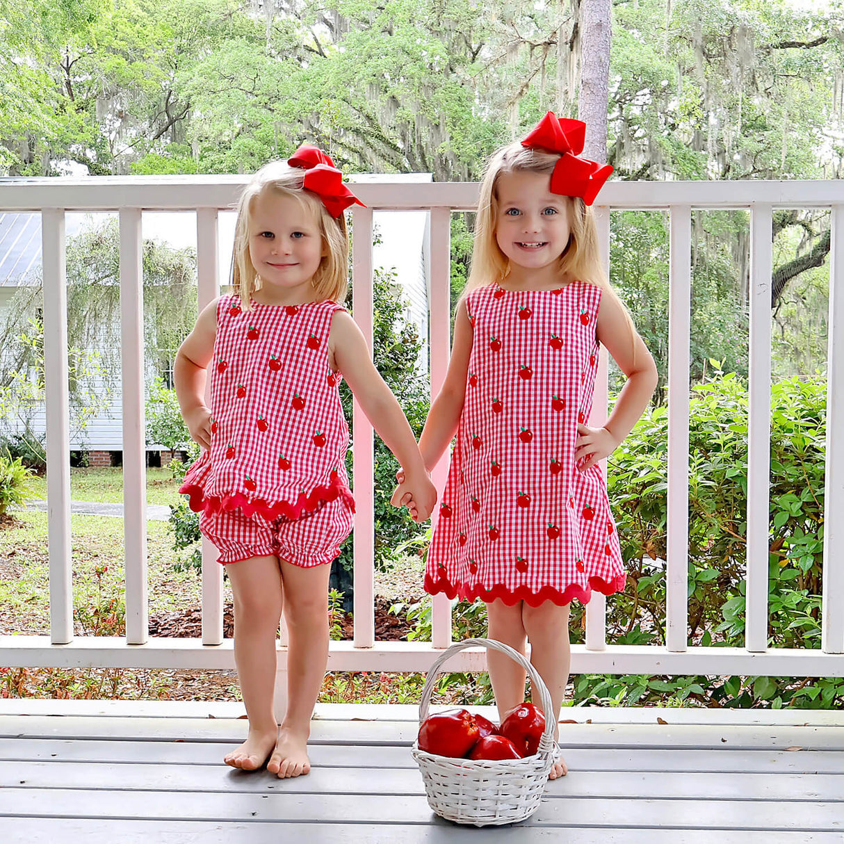 Tiny Apples Red Gingham Sadie Bloomer Set