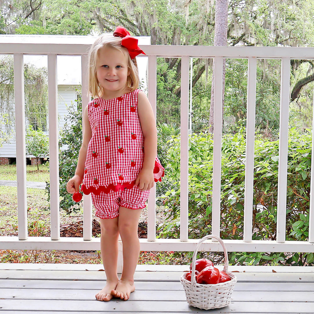 Tiny Apples Red Gingham Sadie Bloomer Set