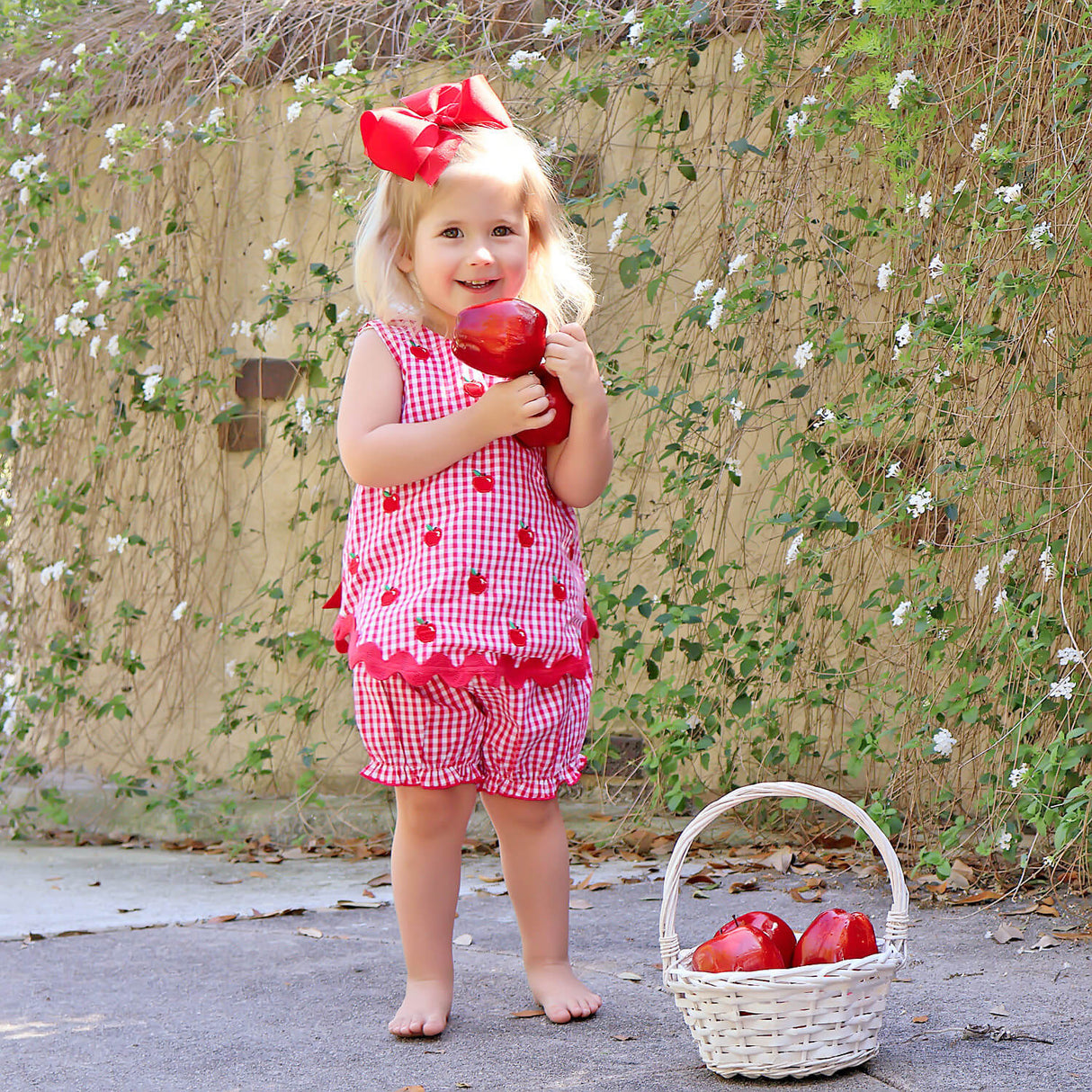 Tiny Apples Red Gingham Sadie Bloomer Set