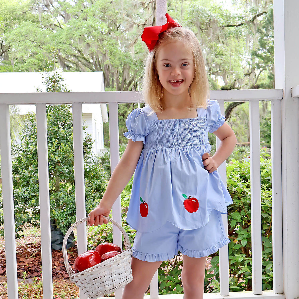 Adorable Apple Light Blue Hannah Short Set