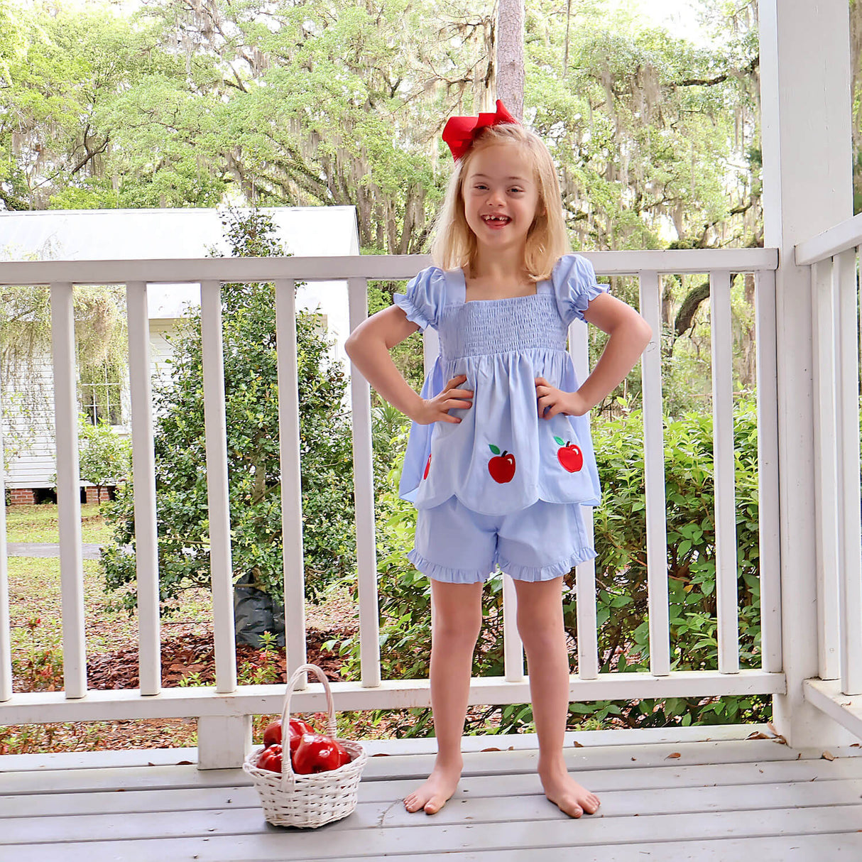 Adorable Apple Light Blue Hannah Short Set