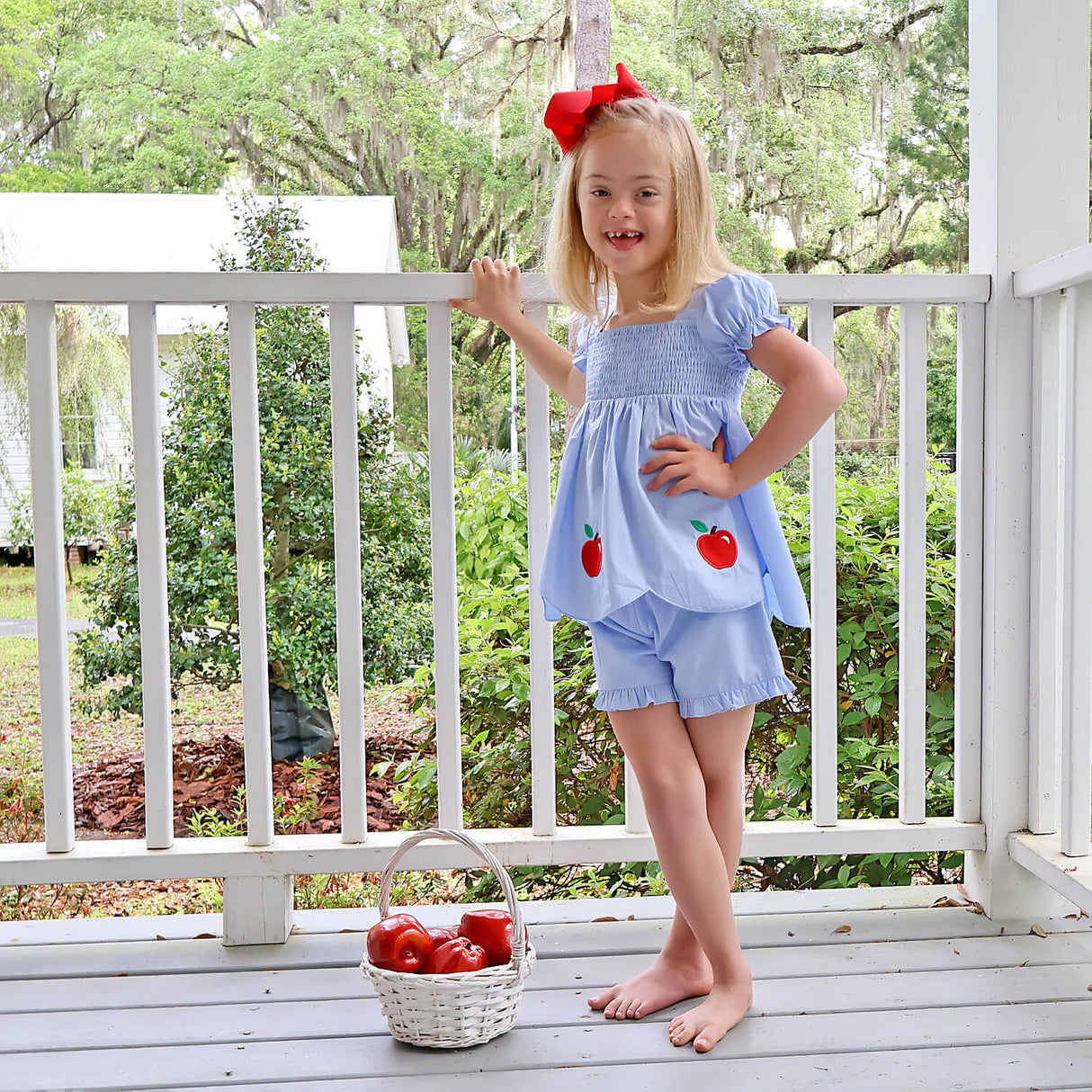 Adorable Apple Light Blue Hannah Short Set