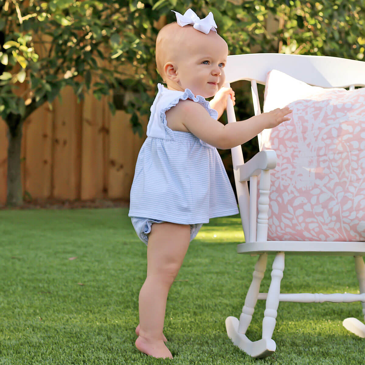 Stripe Knit Bib Bloomer Set