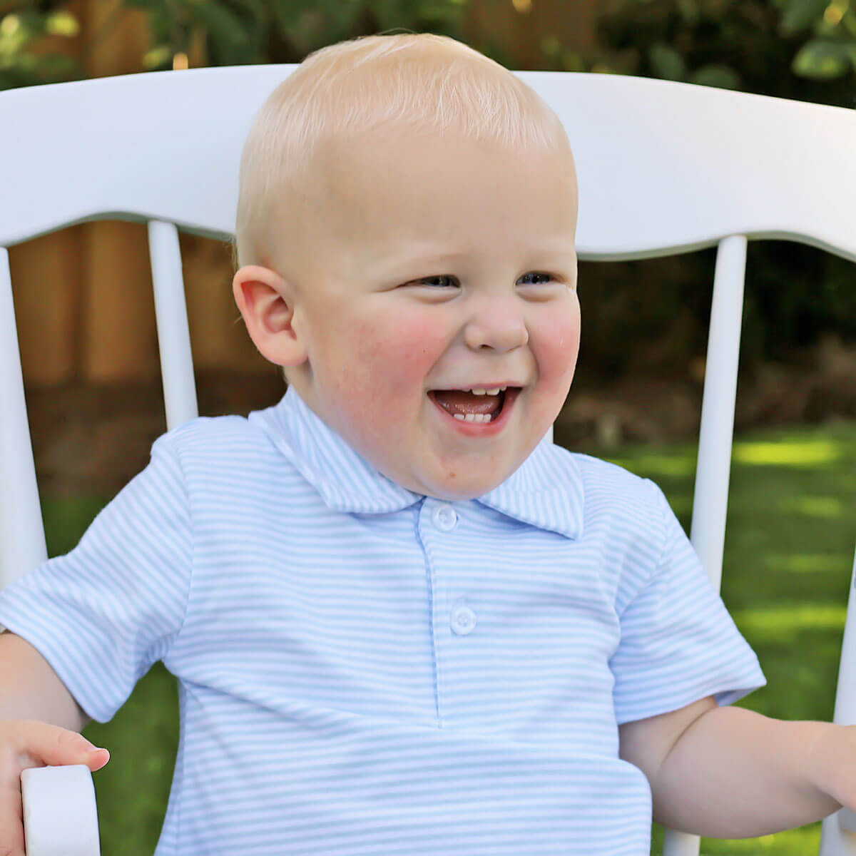 Blue Stripe Polo Romper