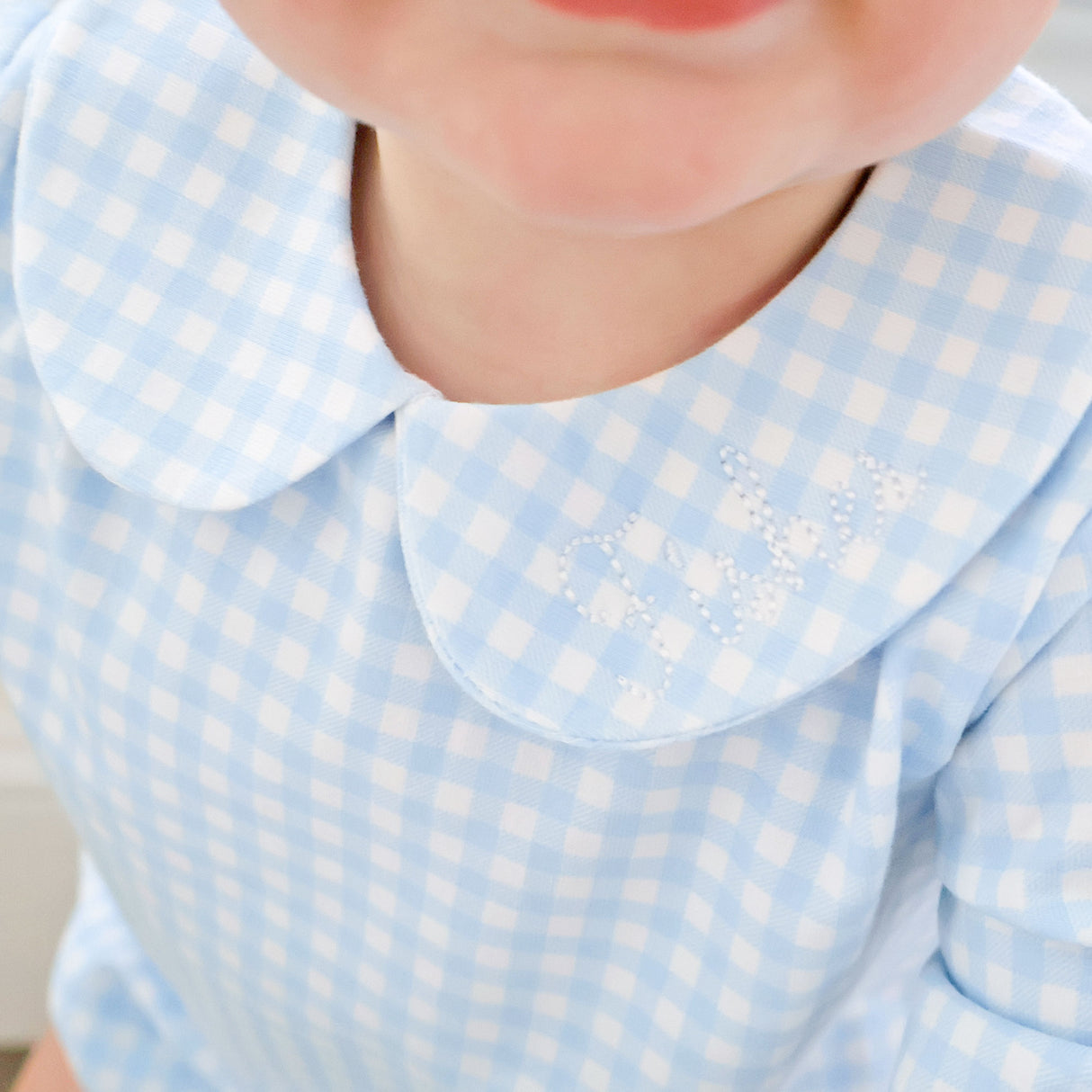 Light Blue Gingham Long Sleeve Bodysuit