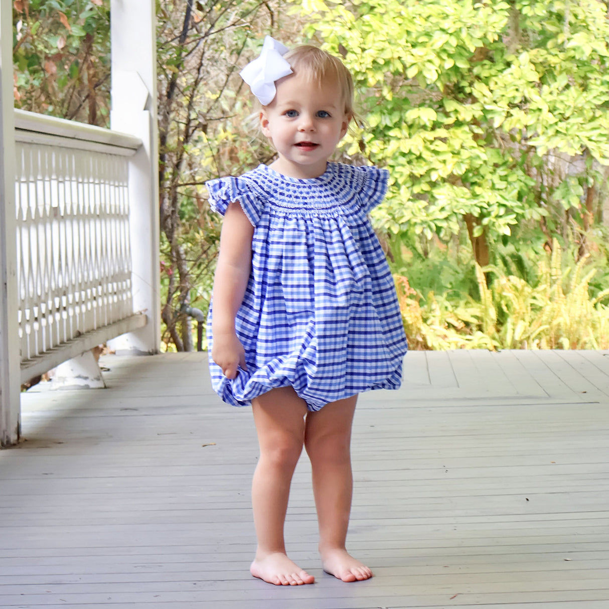 Summer Time Blue Gingham Angel Sleeve Bubble