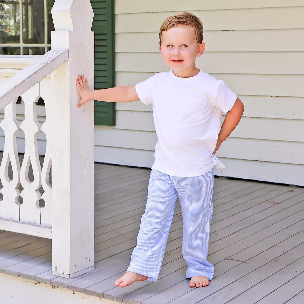 Light Blue Gingham Standard Pants