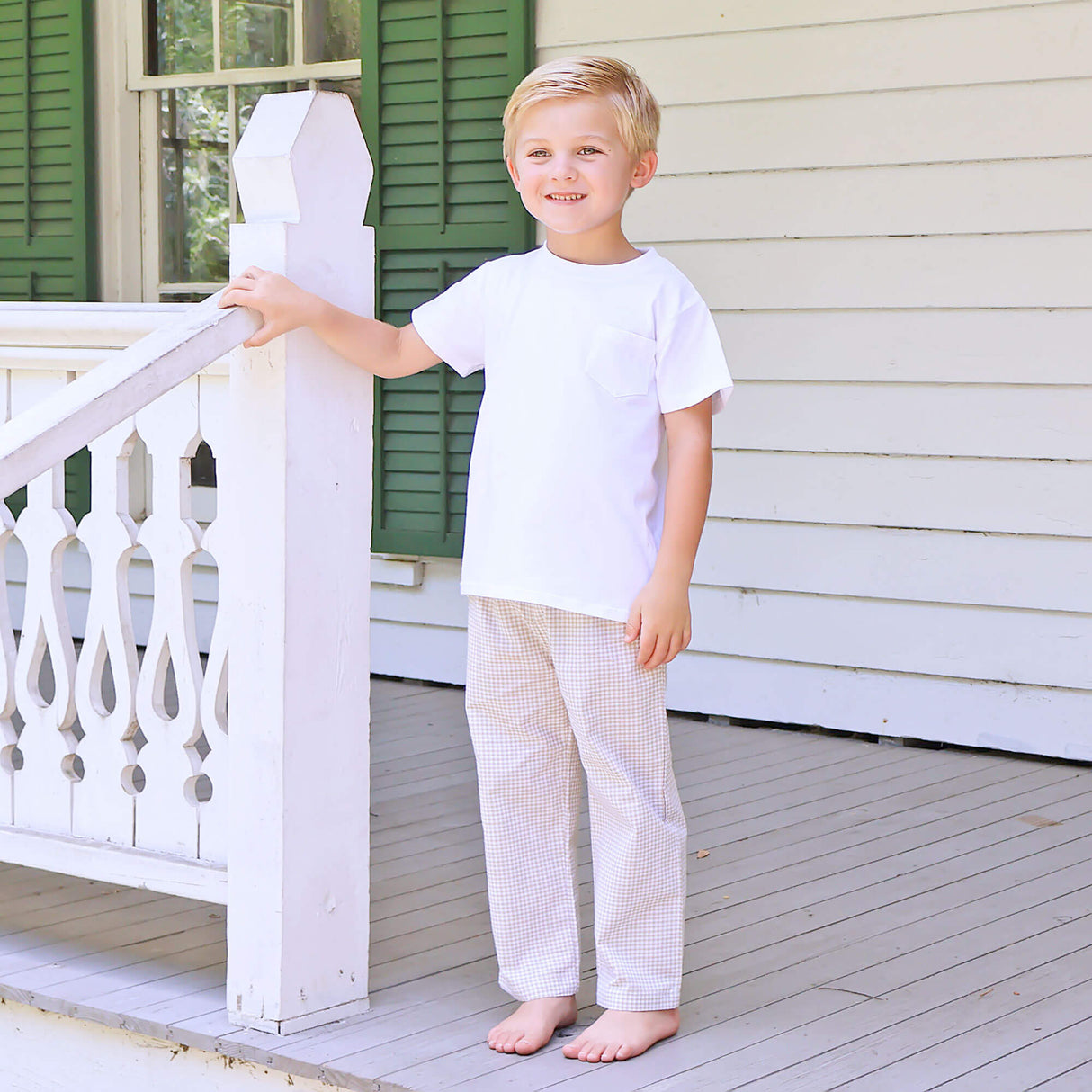 Tan Gingham Standard Pants