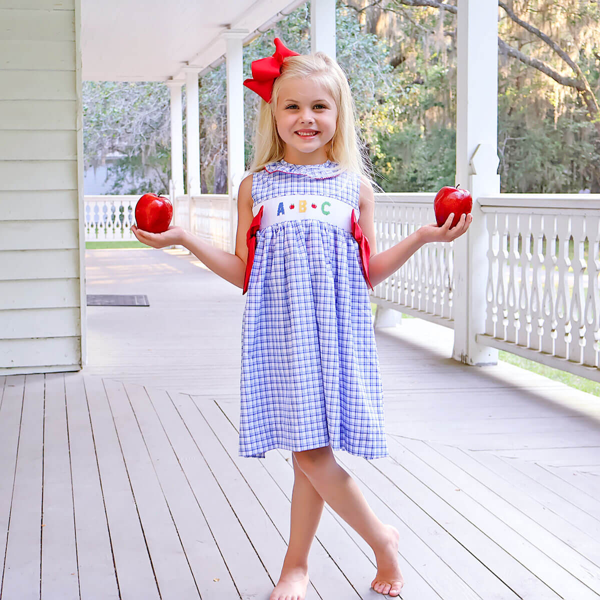 ABC Smocked Blue Plaid Beverly Dress