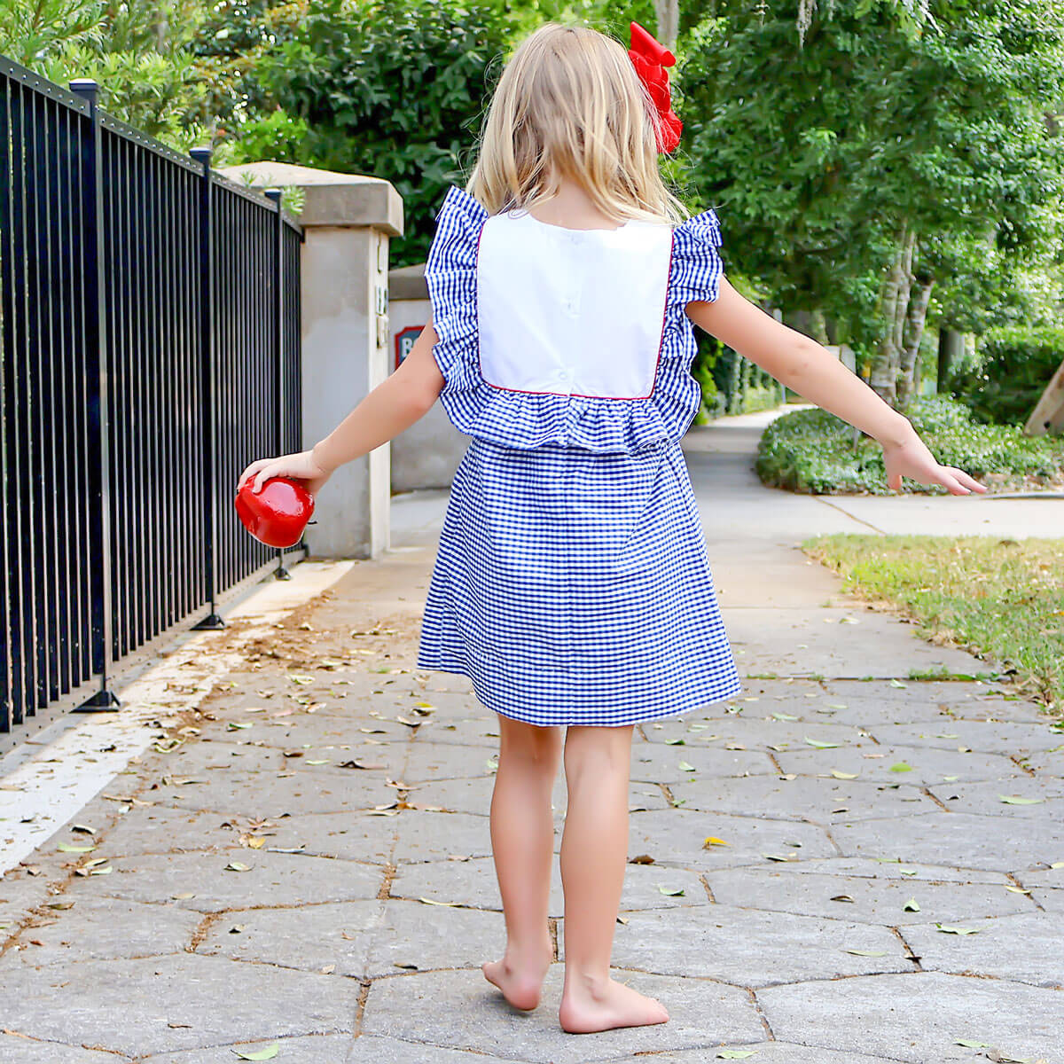 Navy Gingham Bib Dress