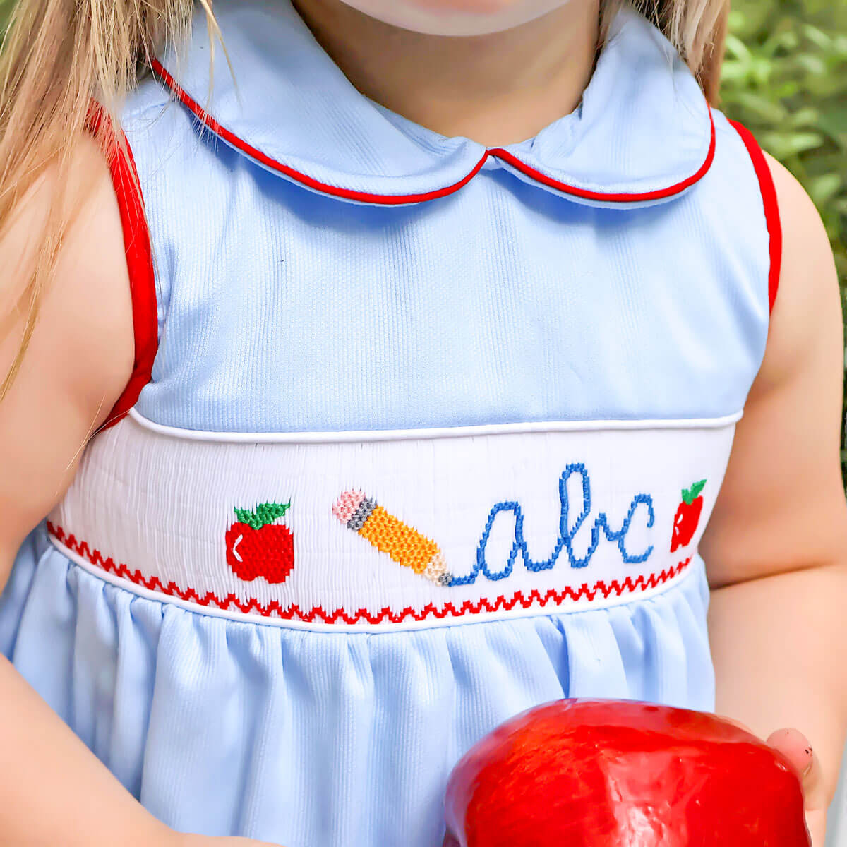 Pencil Light Blue Pique Smocked Collared Dress