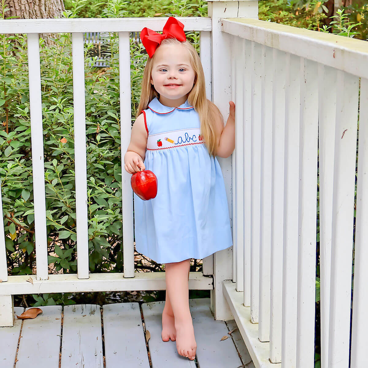 Pencil Light Blue Pique Smocked Collared Dress