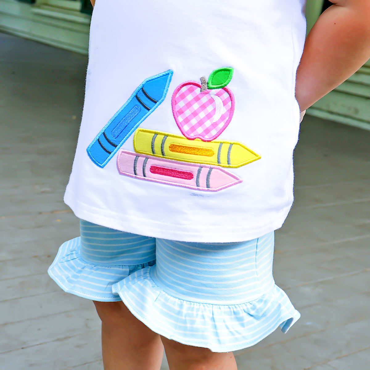 Bright Crayons Light Blue Stripe Milly Short Set