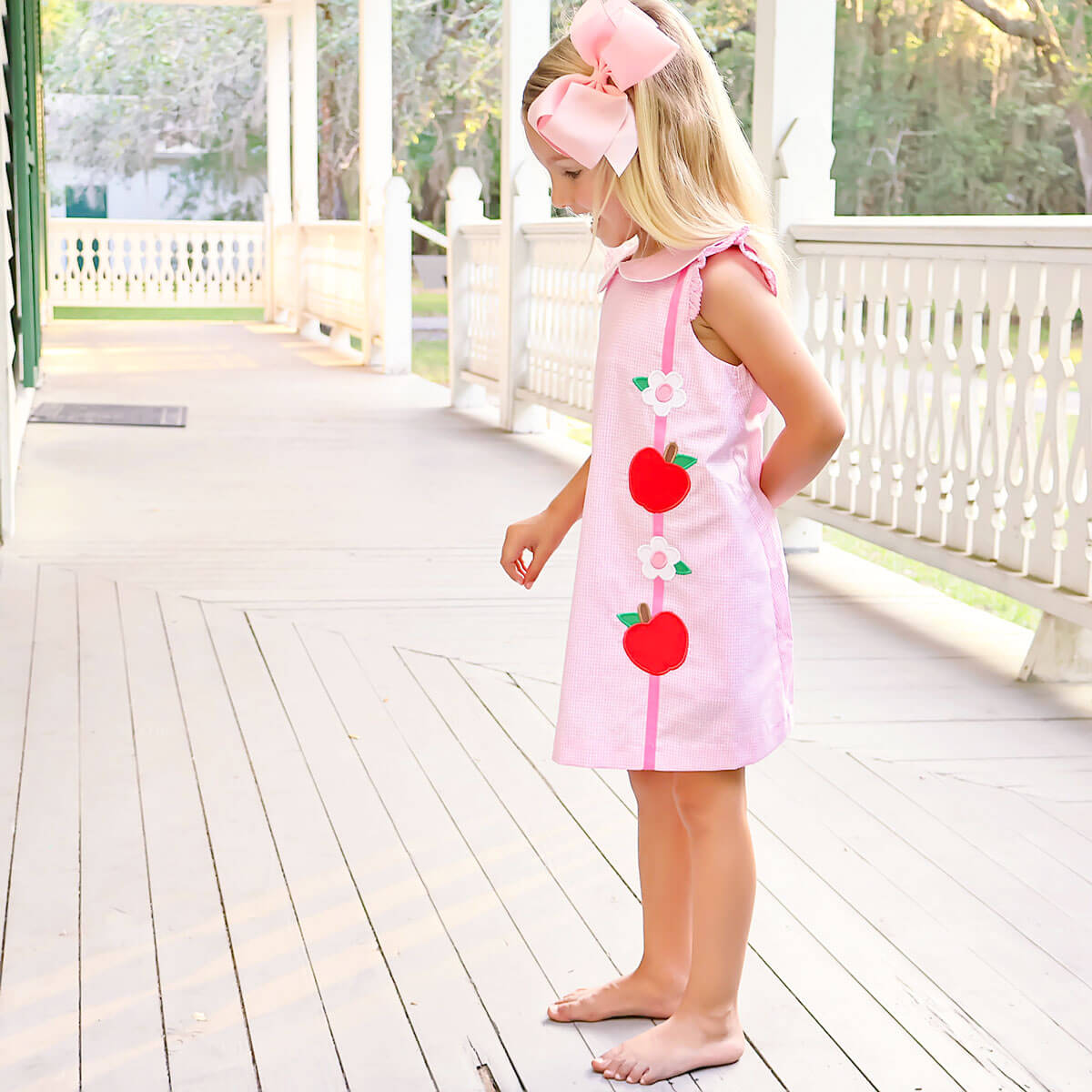 Apple & Flower Pink Gingham Sally Dress