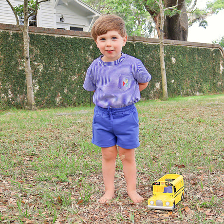 ABC Apple Royal Blue Stripe Short Set