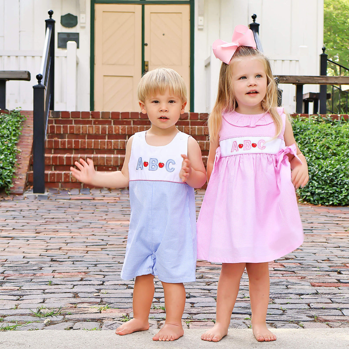 Apple & ABC Pink Gingham Ruffle Collared Dress