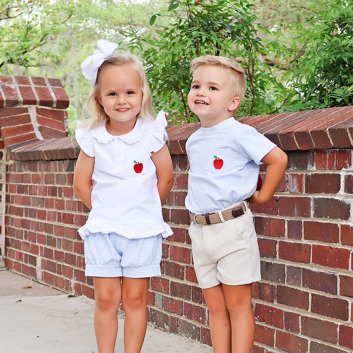 Darling Apple Light Blue Stripe Ruth Short Set