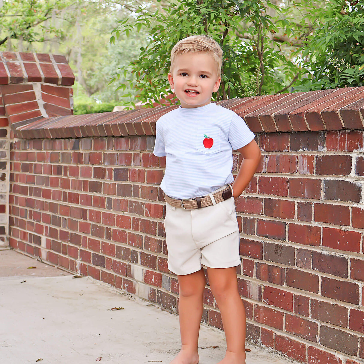 Darling Apple Light Blue Stripe Pocket Shirt