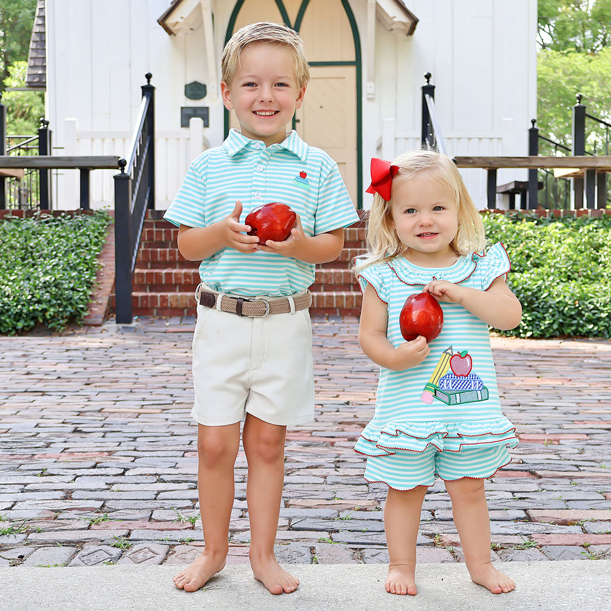 School Book Turquoise Stripe Adalyn Short Set