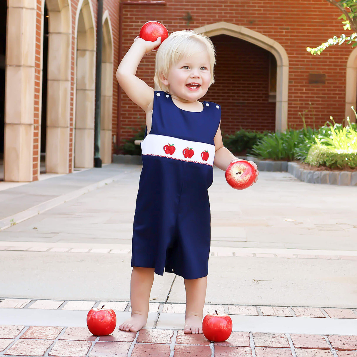 Apple Smocked Navy Jon Jon