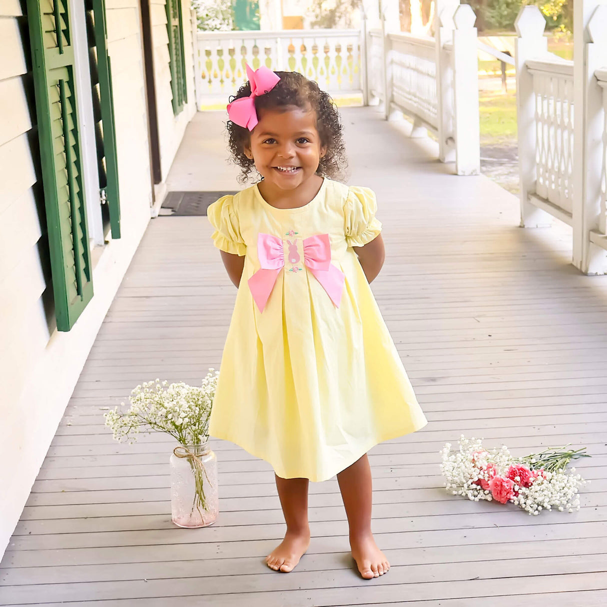 Bunny & Flowers Yellow Isabella Dress