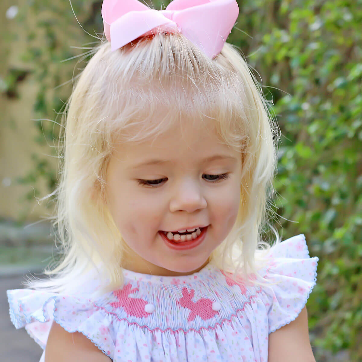 Enchanted Floral Bunny Smocked Bubble